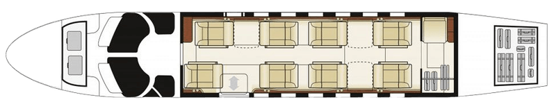 Top-down view of a beige sofa and seating layout in a compact room.