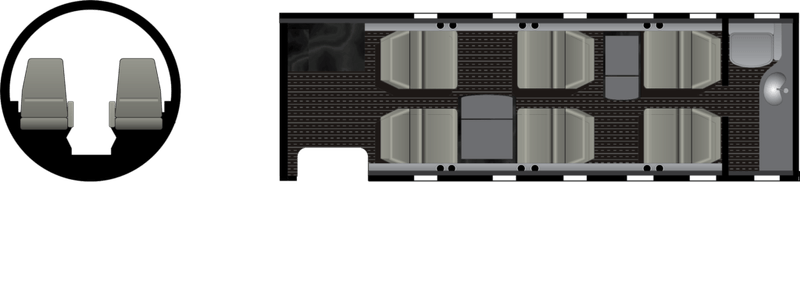 Top-down view of a vehicle interior with seats and flooring.