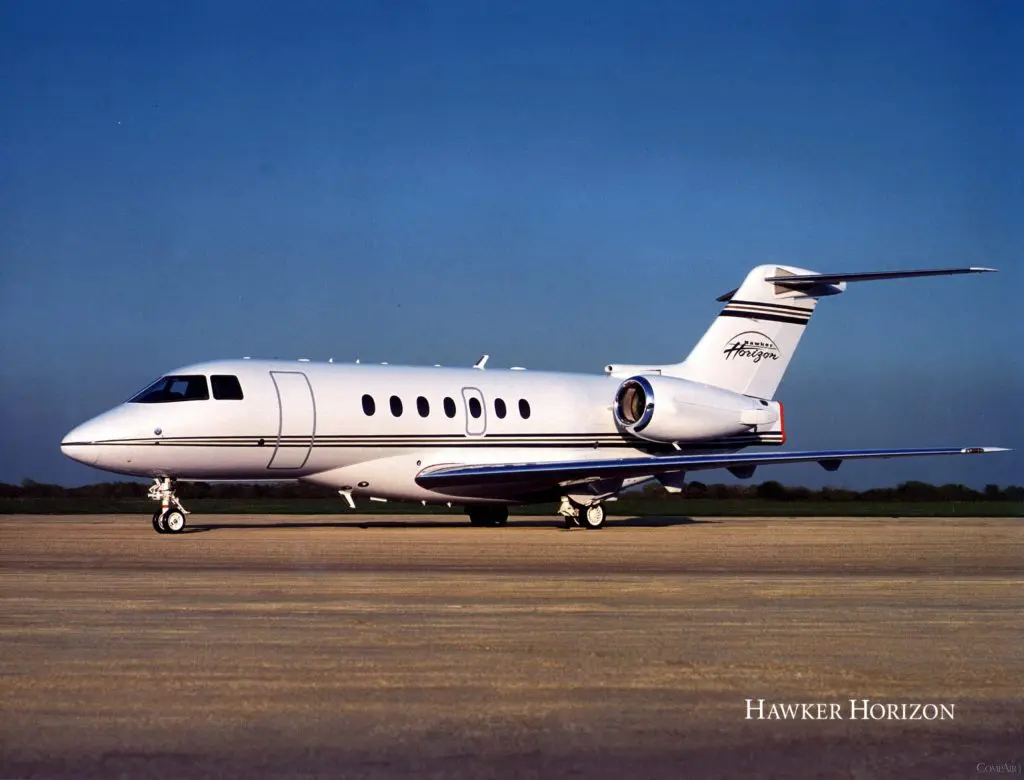 Private jet parked on runway under clear blue sky.