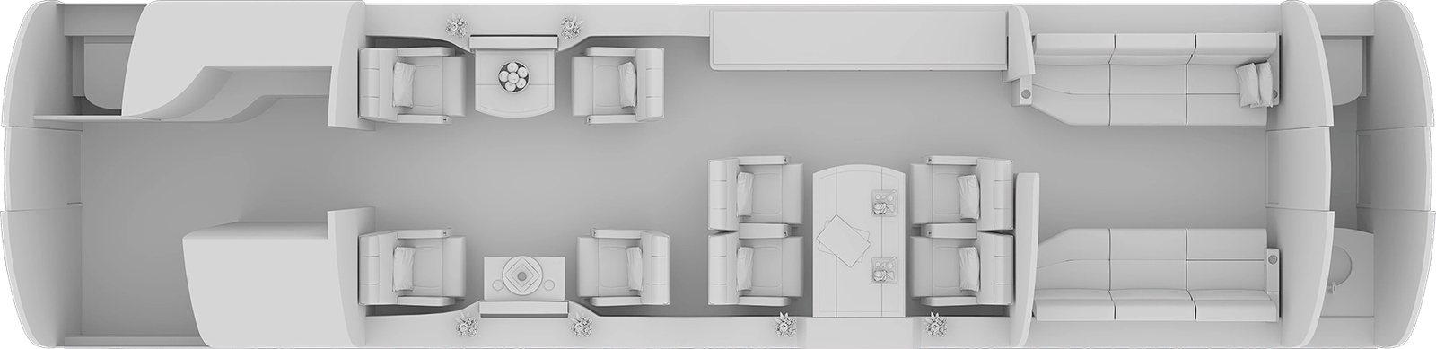 Top-down view of a modern office space with chairs and desks.