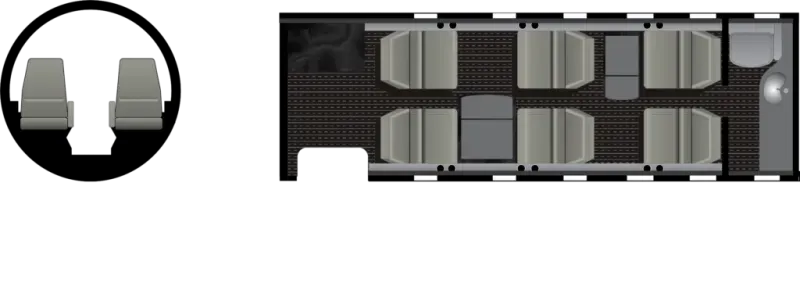 Top-down view of a modern car interior focusing on seats and floor.