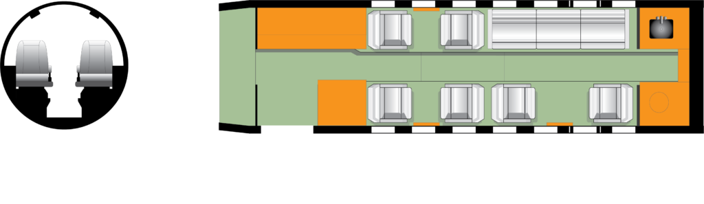 Top-down view of a room layout with furniture and a green carpet.