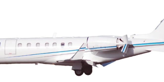 A sleek private jet on the runway.