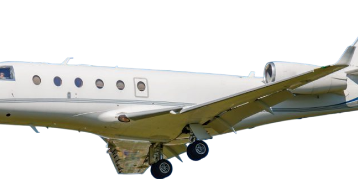 Close-up of an airplane's rear landing gear and tail section.