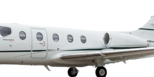 Sleek private jet on the runway with modern design.