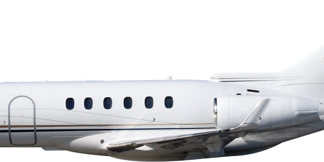 Close-up of a private jet's side with windows and engine visible.