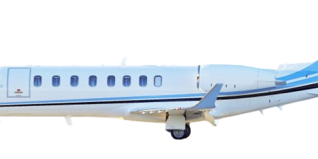 Side view of a private jet aircraft on the ground.